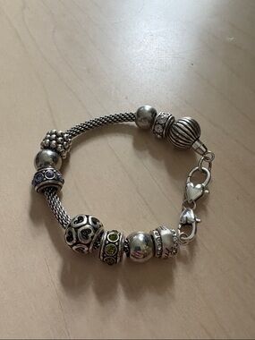 Brighton Silver Bracelet with Green and Purple Accents